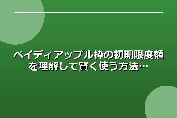 ペイディアップル枠の初期限度額を理解して賢く使う方法